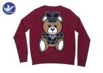 Teddy Bear Intarsia Womens Knit Cardigan Sweater Buttons Up Crew Neck
