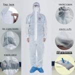 Breathable Disposable Non Woven Coverall 25gsm-70gsm Safety Protection Clothing