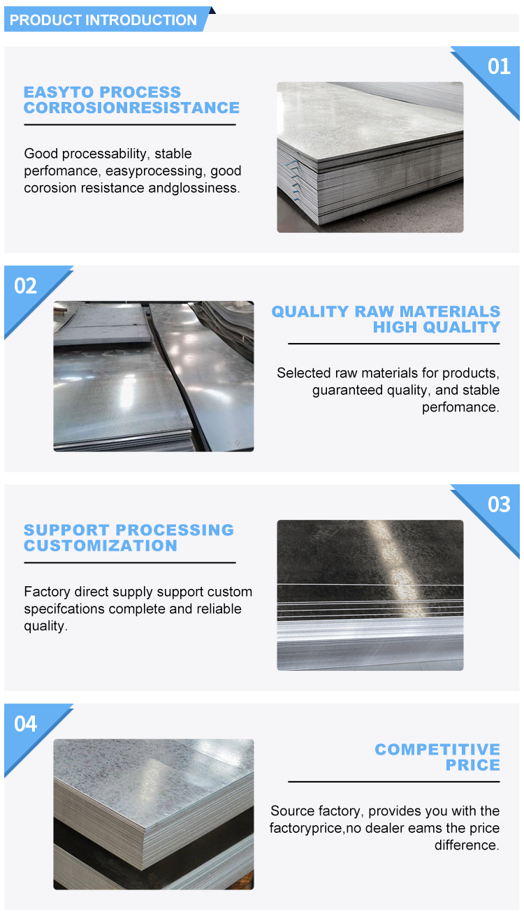 Direct of Dx51d Dx52d Dx53d 035mm Galvanized Steel Sheet with Punching Processing Service and Slightly Oiled