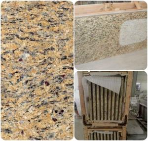 Quality Venetian Gold Solid Granite Worktops For Bathroom Vanity / Kitchen wholesale