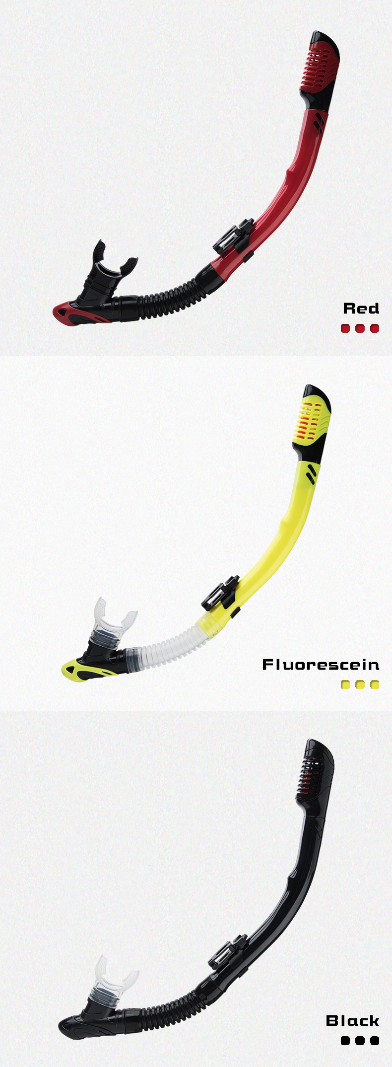 Adults Submersible Dry Top Snorkel Breathing Tube Full Dry Top Silicone Hose