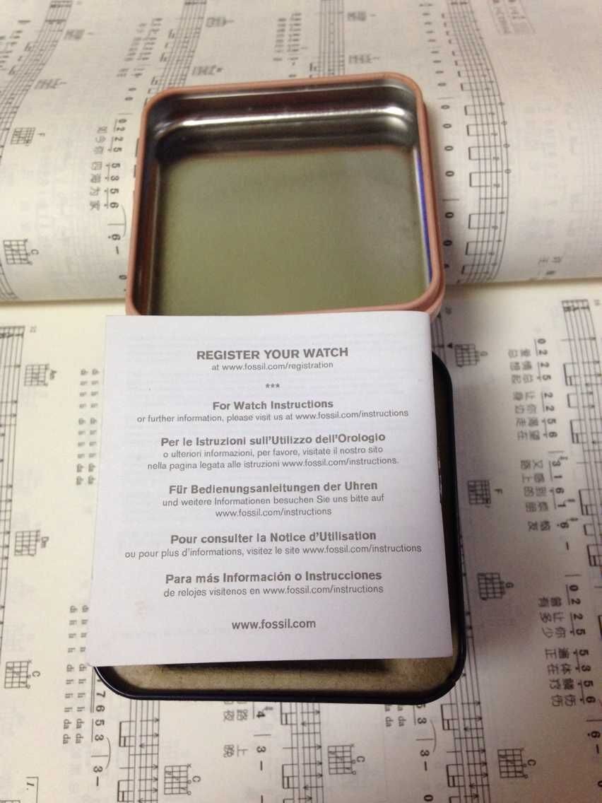 Fossil Promotional Tin Cans Square With Booklet Paper Inside