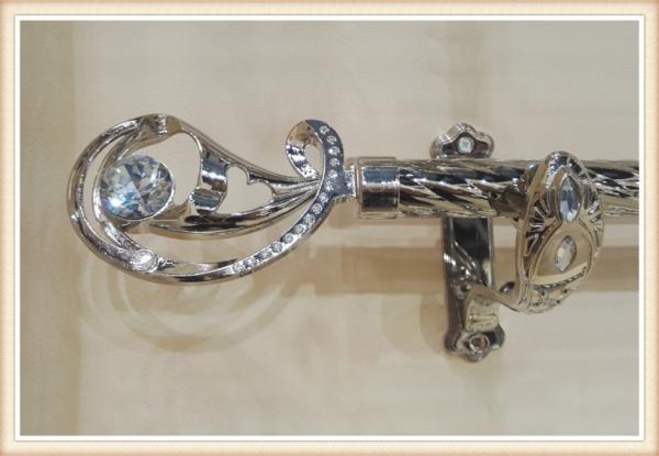 Classical delicate crystal zinc alloy curtain rod finials for home decoration