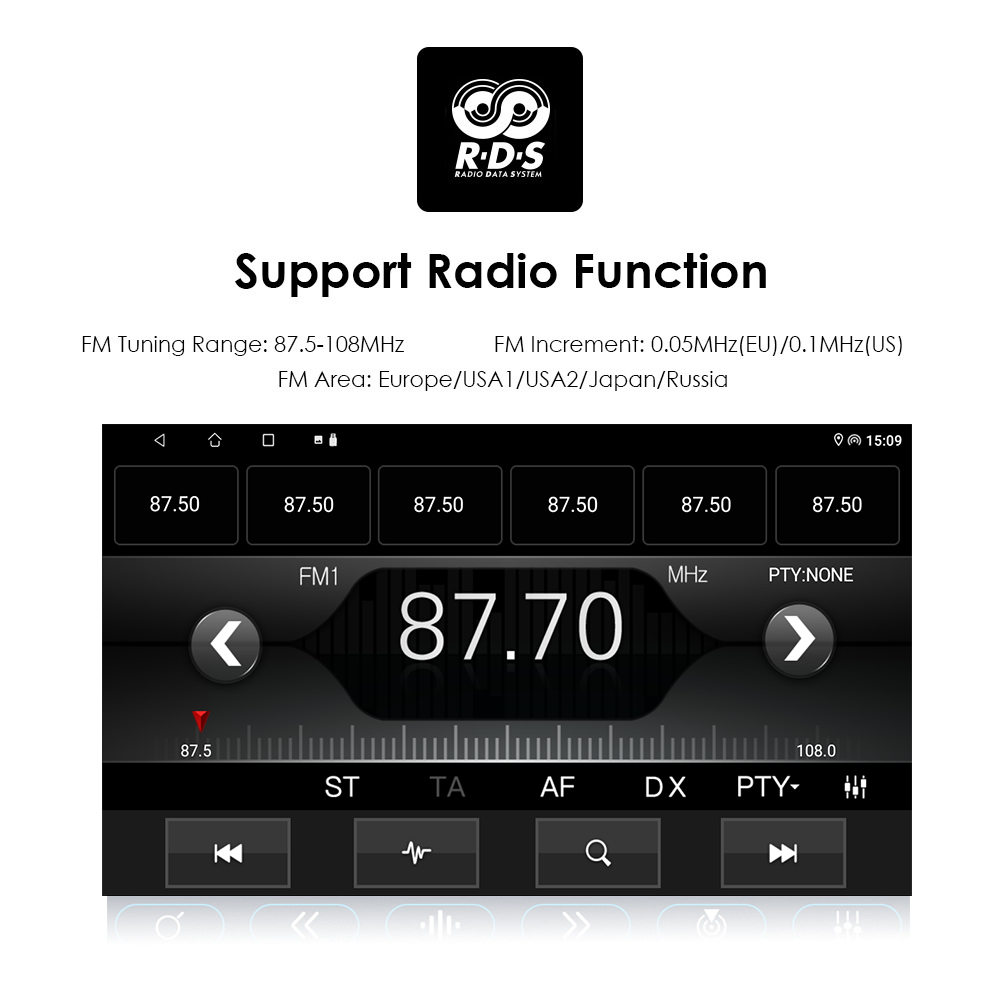 9 Inch Android Car Radio with Steering Wheel Control GPS Navigation and Multimedia Player