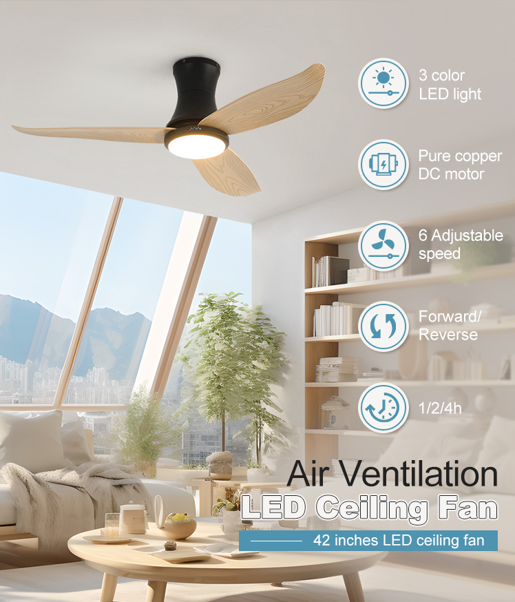 1stshine LED Ceiling Fan Light Low Profile Design with Wall Control and Energy Saving