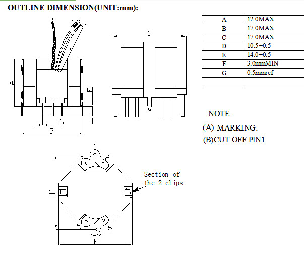 1khz - 1mhz Small Size Transformer 3 + 3 Pin Rohs Compliant Bifilar Close