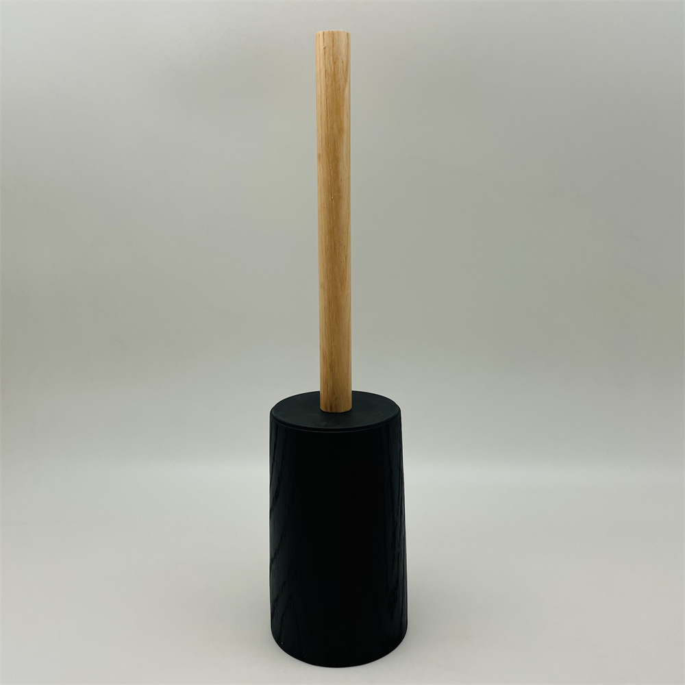 Black Wood Print Polyresin Bathroom Accessory Set With Stripe Pattern