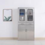 Stainless Steel Commercial Hospital Medicine Display Cabinet With Two Drawers