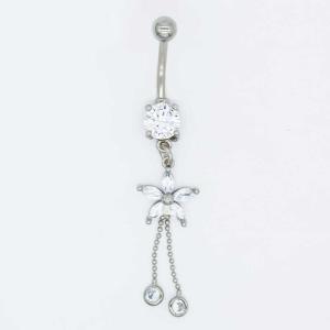 Quality 12mm Tassel Silver Belly Button Piercing Round Diamond 316 Stainless Steel Body Jewelry wholesale