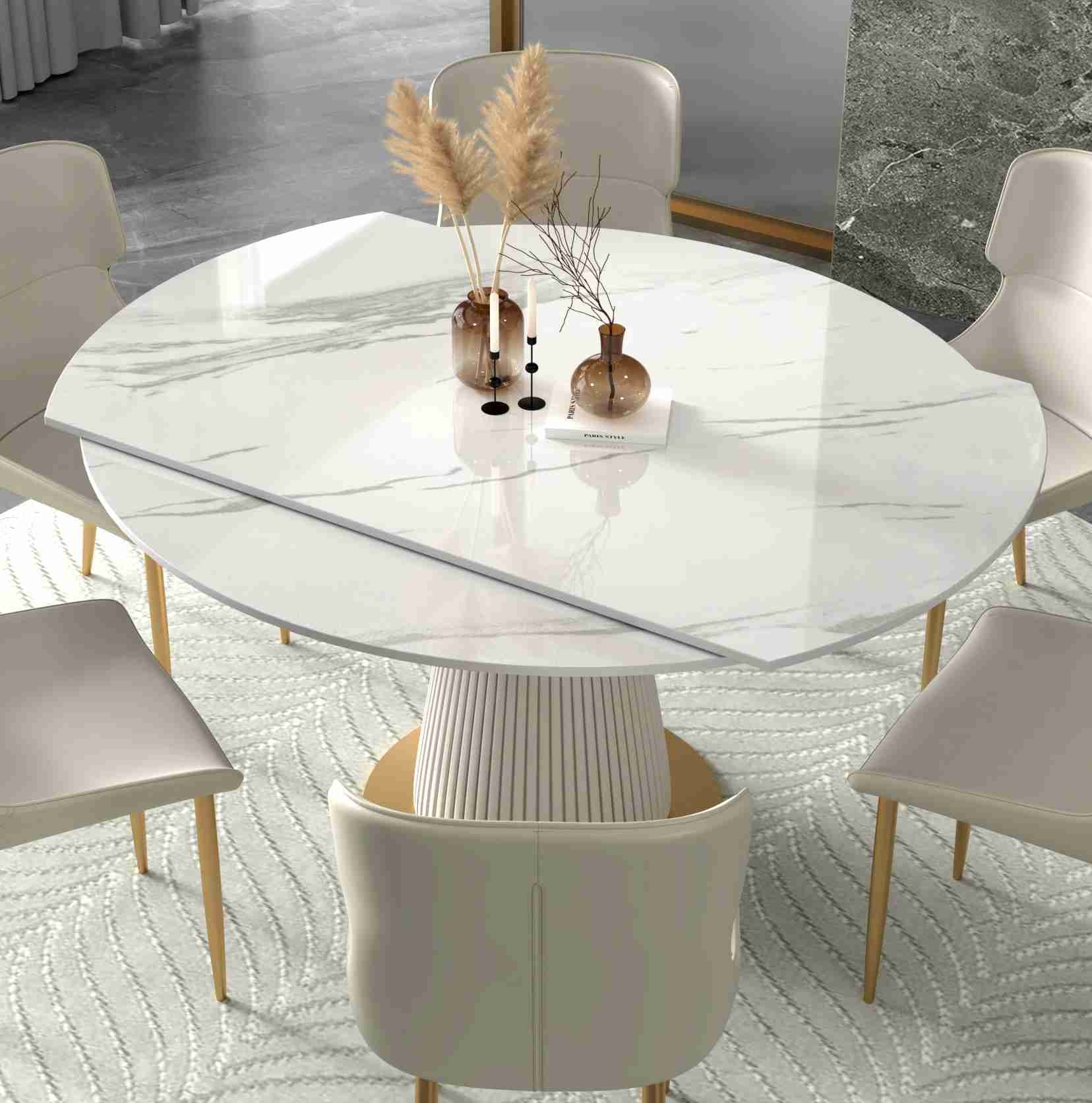 Telescopic Revolving Round Folding Rectangular Dining Table 8 seats For Apartment Hotel