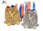 Antique Finishing Stock Medals 3D Effect With Dancing Girl Woven Ribbon
