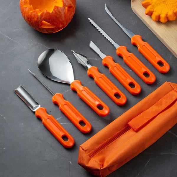 Customized Logo 7pcs Stainless Steel Pumpkin Carving Tools Set for Vegetable