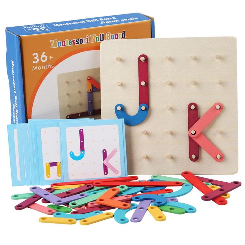 Nail Board Puzzle Montessori Geometric Wooden Early Toy Toy Jigsaw Board Game Child Education Educational Wood Education