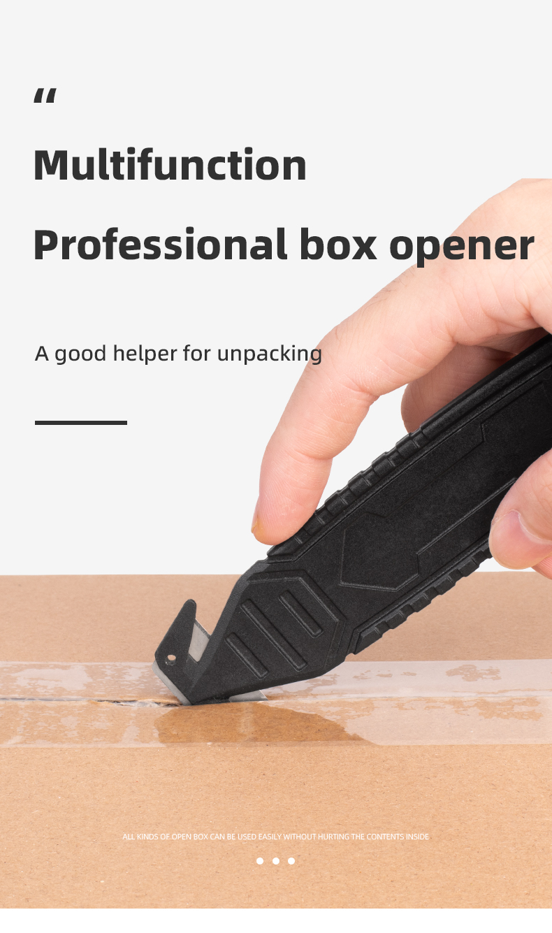 Plastic Handle Material Safely Compact 15g Box Carton Opener Cutter with Hidden Blade