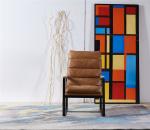 Thick Metal Frame Leather Leisure Chair Soft Foam Feather Filler Cushion For