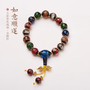 Quality Hot Sale Multicolor 10 MM Pink Crack Shape Glass Beaded Bracelet Beautiful Bright Colour Bead Bracelets wholesale
