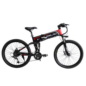 Quality Black 26 Inch Folding Mountain E Bike With Suspension Fork Hard Wearing wholesale