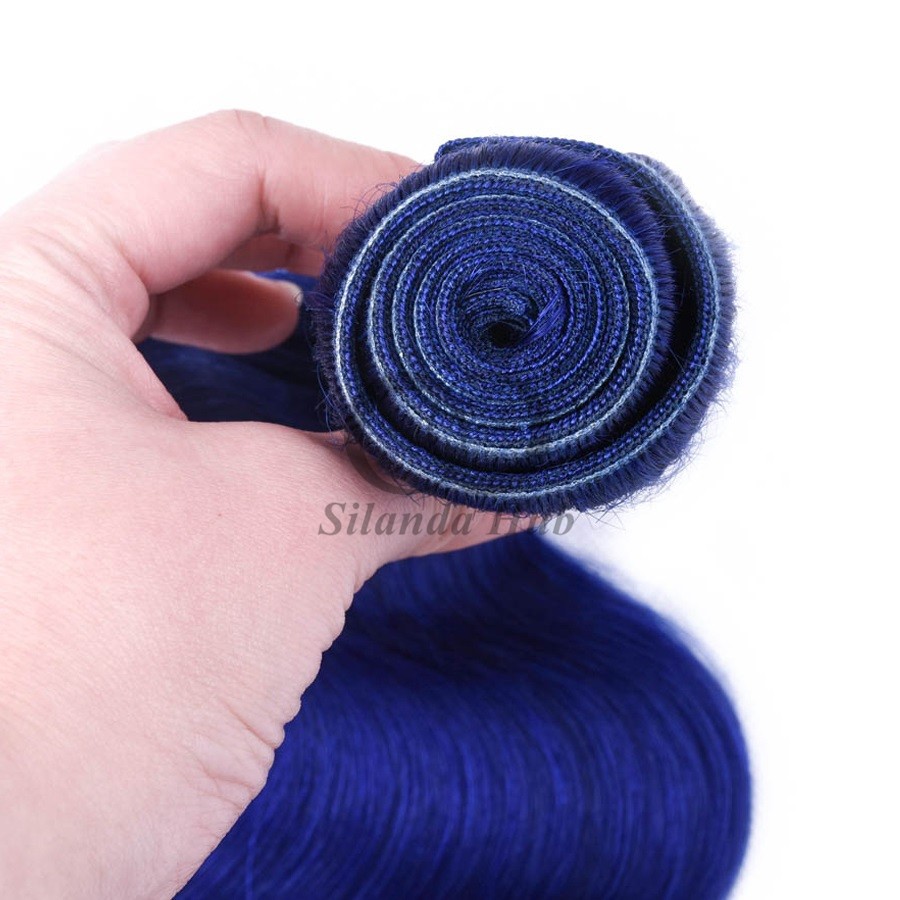 Blue Body Wave Remy Human Hair Bundles Sew In Weave Bundles Brazilian Bundle Deals
