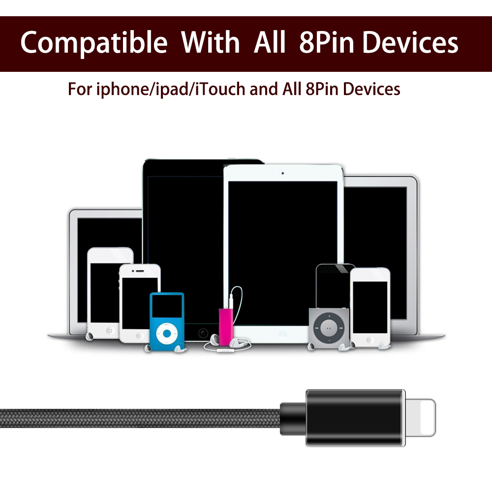 Cloth Braided USB Charging Cable Mini 8 Pin IPhone 5 6 7 8 X XS Compatible