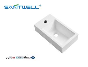 Quality SWZ857 Sanitary Ware Product Stone Resin Basins Eco-Friendly Glossy White Countertop Sinks For Hotel wholesale
