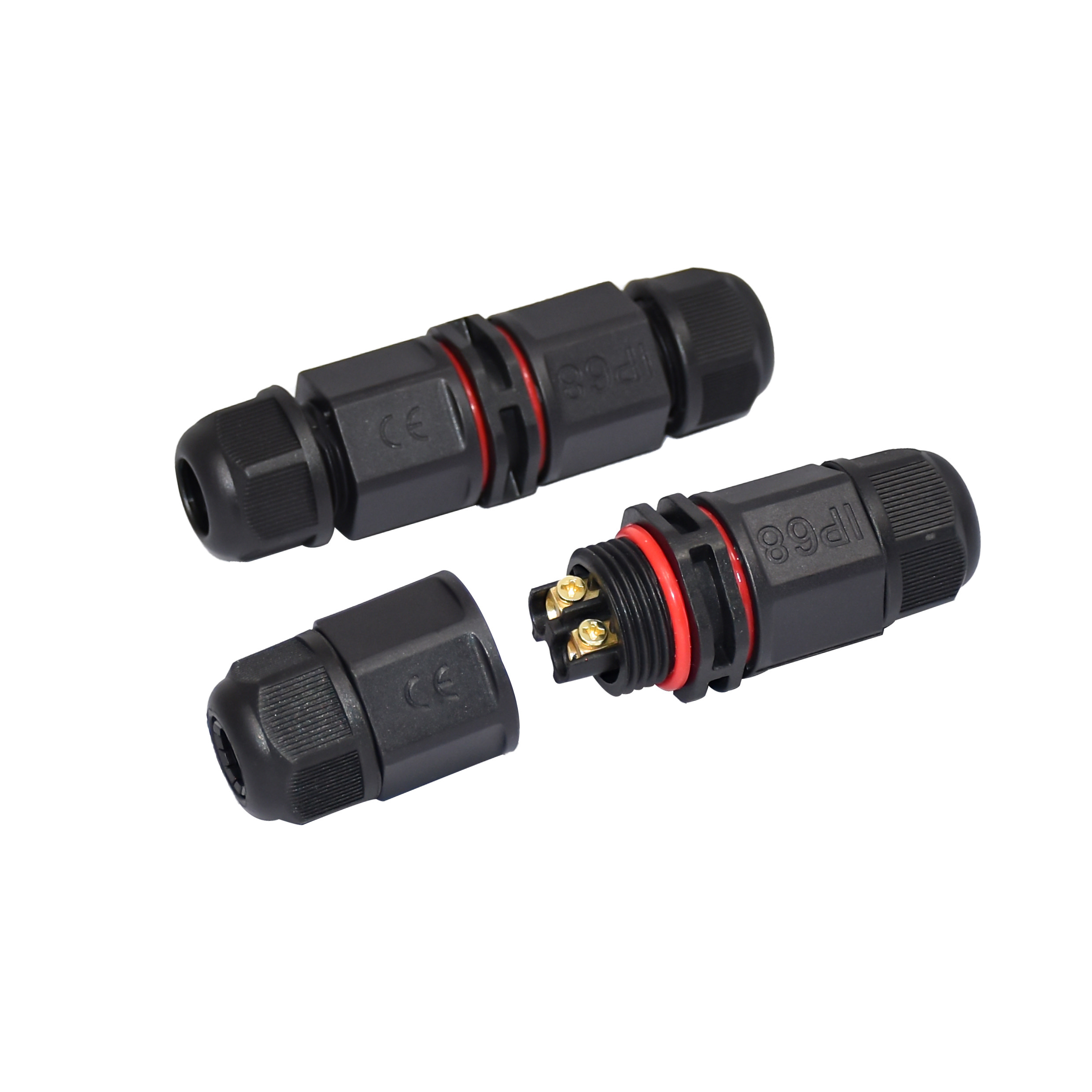 IP68 Waterproof Underground Screw Electrical Connector 3pin Assemble Cable To Cable Connector
