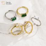 Square Crystal Zircon 18k Diamond Rings Gold Plated Adjustable Opening