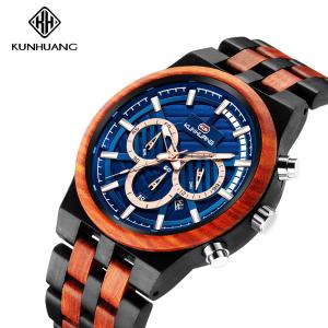 Quality Luxury Brand Chronograph 70g Natural Wood Watches wholesale