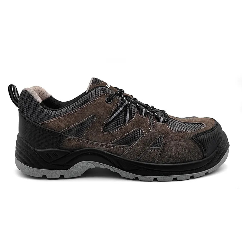Suede Leather Breathable Mesh Work Shoes Anti Puncture Mens Athletic Slip On Shoes