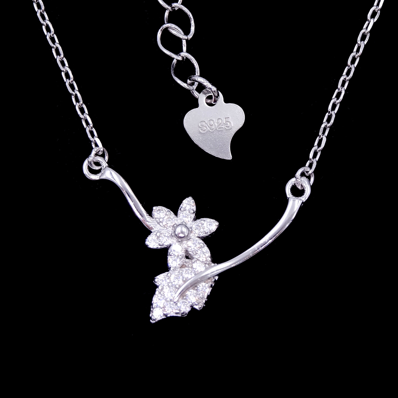 Shining Cz Stone Jewellery Girl Dancing Shape / 925 Silver Evening Necklace