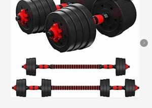 Quality Black Adjustable 10kgs Rubber Coated Cement Dumbbell wholesale