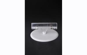 Quality Transparent PS Plastic Price Tag Holder Clip , POP Clip with Round Base 15*9cm wholesale