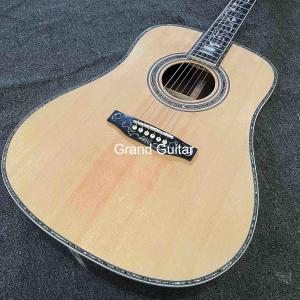 Quality Custom Deluxe Solid Spruce Top Dreadnought Body Ebony Fingerboard 41 Inch Real Abalone Acoustic Guitar wholesale