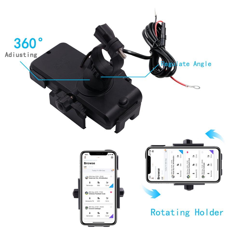 360 Degree 5W Motorcycle Wireless Charger Mount Waterproof For Iphone 12