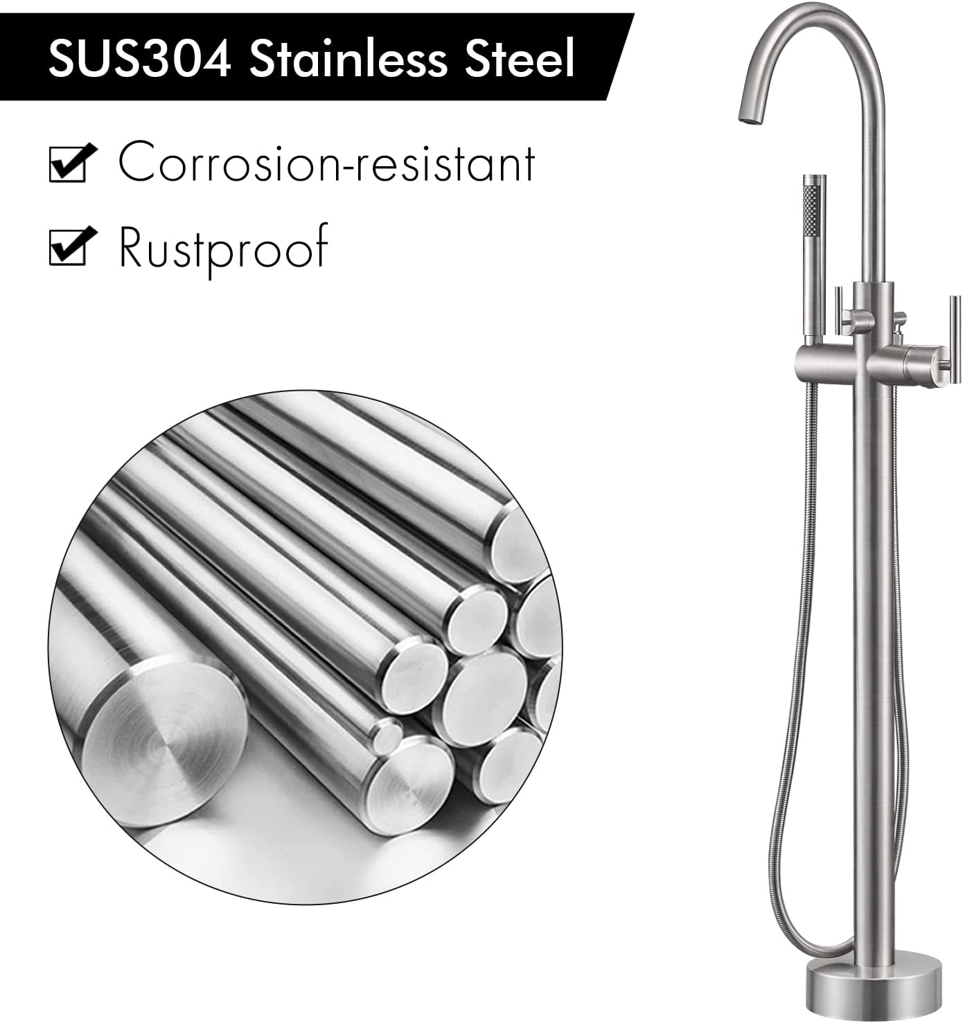 OEM ODM duschkopf freestanding bathtub faucet stainless steel water tap shower filler mixer waterfall faucet set