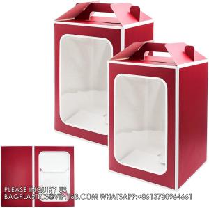 Quality Large Gift Boxes, Tote Paper Bags With Transparent Window Flower Bouquet Paper Gift Bags With Handles, Party Bag wholesale