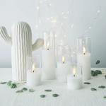 Birthdays Weddings Clear Glass Flameless Pillar Candles With Timer Flickering