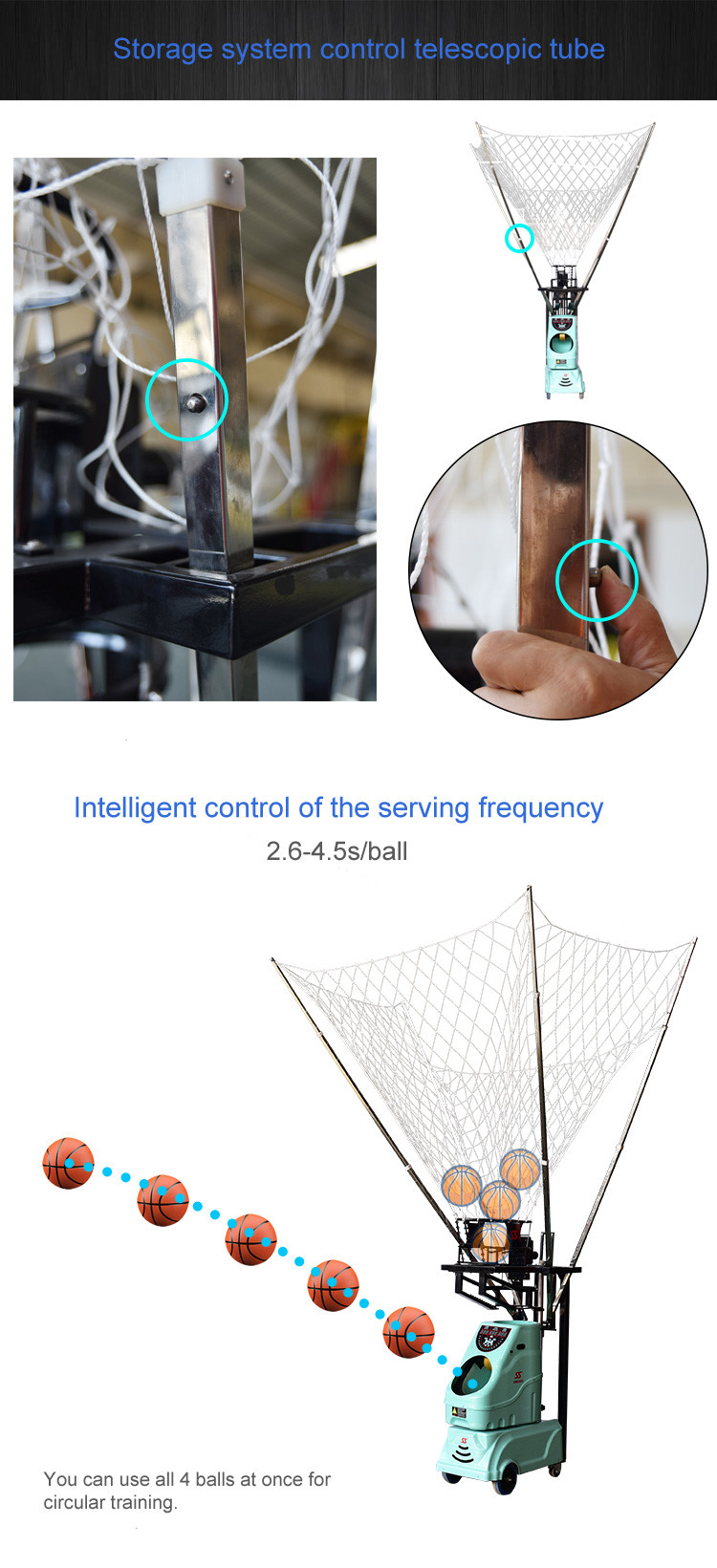 Siboasi 2 Sec/Ball Basketball Shot Trainer Machine , Basketball Arc Trainer