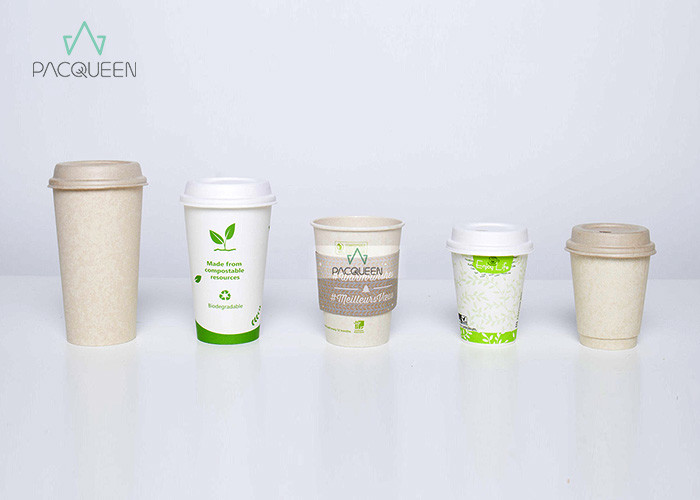 Natural Bagass 16 Oz Paper Coffee Cups , 8 Oz/12 Oz Paper Hot Cups For Hot Drinks