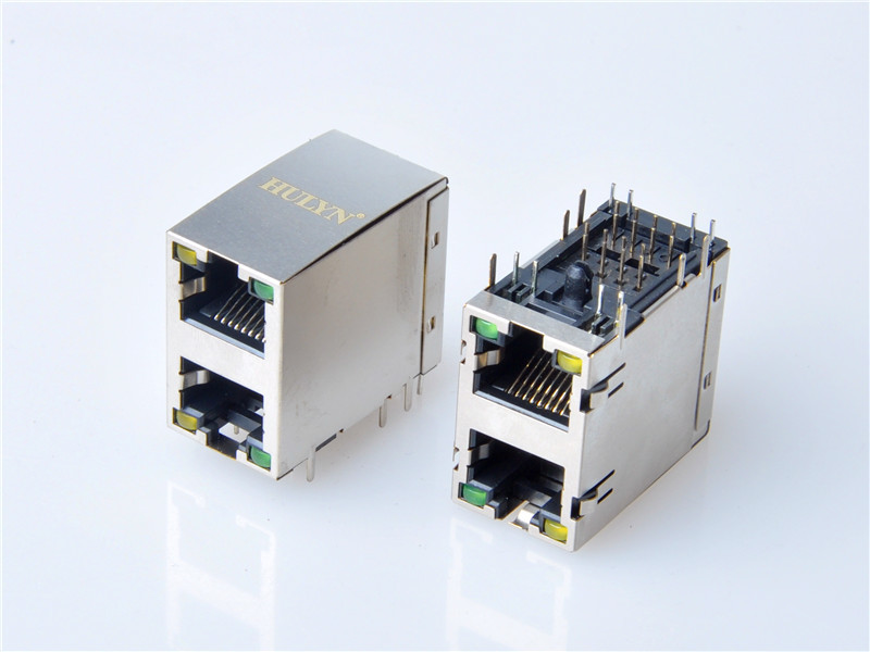 HULYN RJ45Jack, Shielded RJ45 Modular Jack Connector,with LEDs, 2x1 Ports,RJ45 connector LED