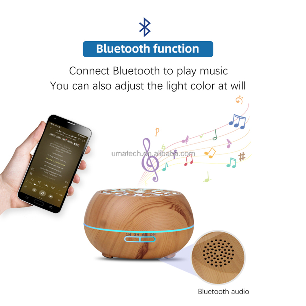 550ml Electric Essential Oil Aroma Diffuser with Remote and Bluetooth Speaker Household Favorite