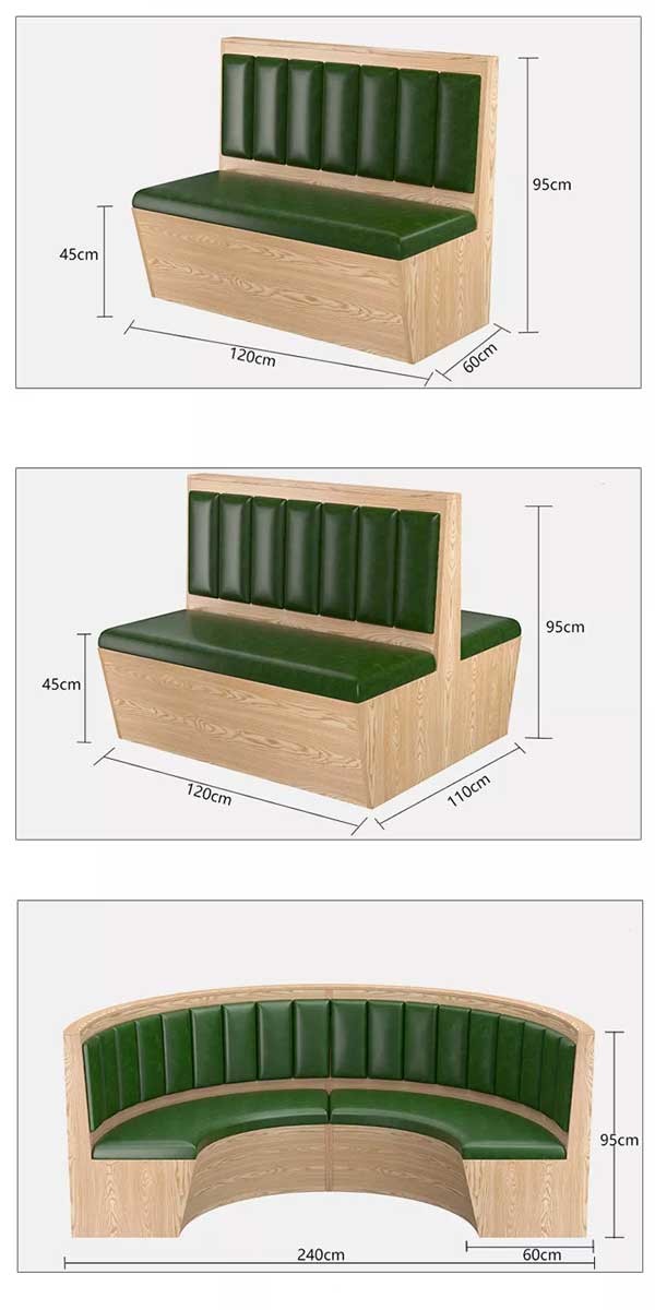 Commercial Use Restaurant Sofa Booth Sets Fast Food U Shape Sofa