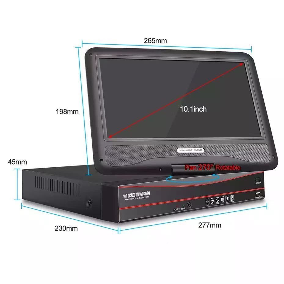 IP66 2.0MP 4chs CCTV IP POE Nvr With 10.1" Monitor