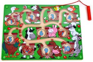 Quality Childrens wooden Number Magnetic Puzzle Maze Toys Bead Board Game wholesale