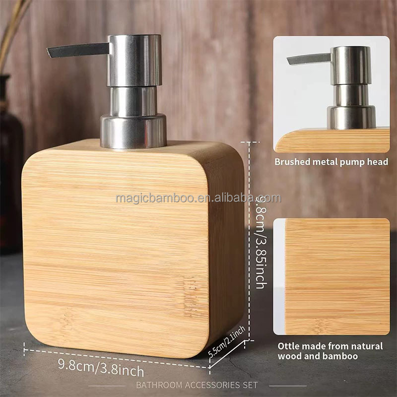 4pcs Natural Bamboo Bathroom Accessories Set For Hotel House Office Toilet