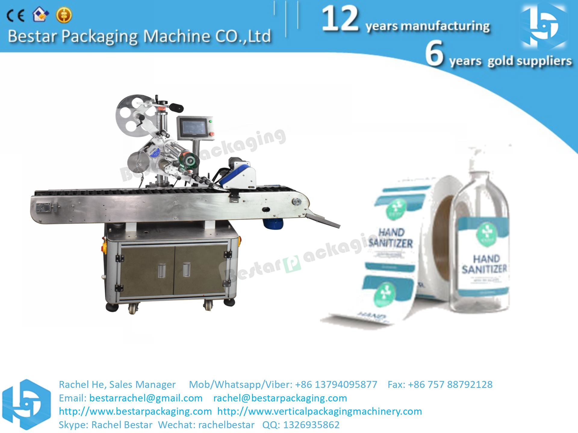 Automatic sanitizer bottle orientation sticker labeling machine