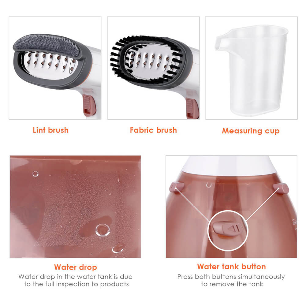 Yellow Travel Portable Handheld Clothes Garment Steamer Support No