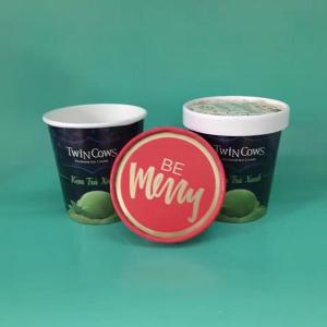 Quality Food Safe 16oz Paper Ice Cream Cups With Lids Double Pe Coated Leak - Resistant wholesale