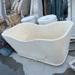 Freestanding Marble Bathtub Cream Natural Stone Elegant Bathtub Hotel Luxury