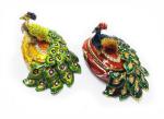 Fashion peacock shaped metal jewelry boxes peacock trinket box jewelry packing