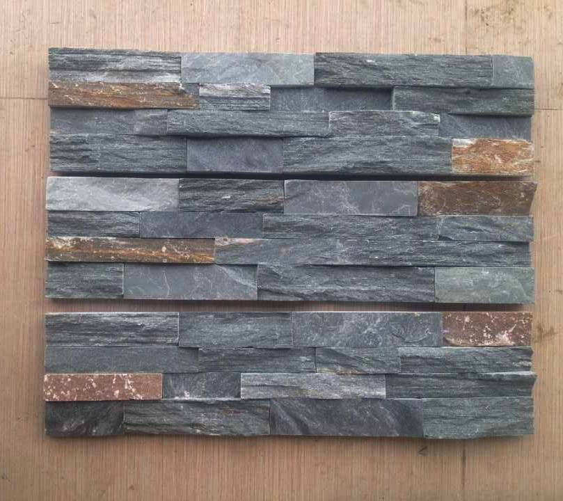 2.5-3cm Thickness Gray Slate Stacked Stone Veneer Panels